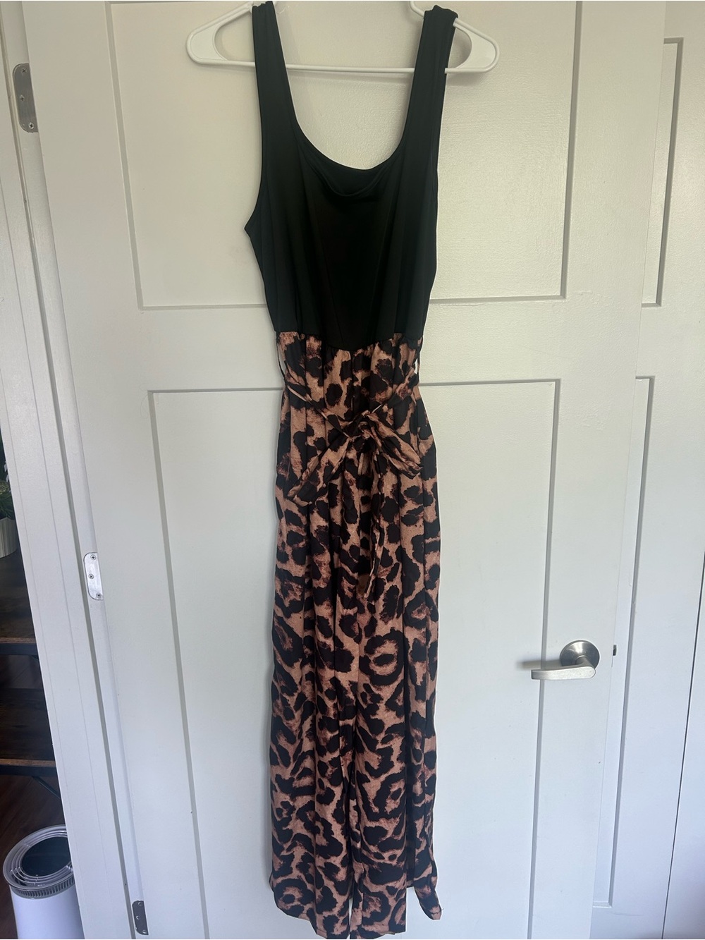 SHEIN Black Bodice Brown Leopard-Print Jumpsuit/Romper